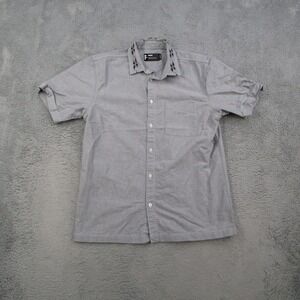 Former Mens Short Sleeve Button Up Shirt Grey Cotton Graphic Collar Size Medium